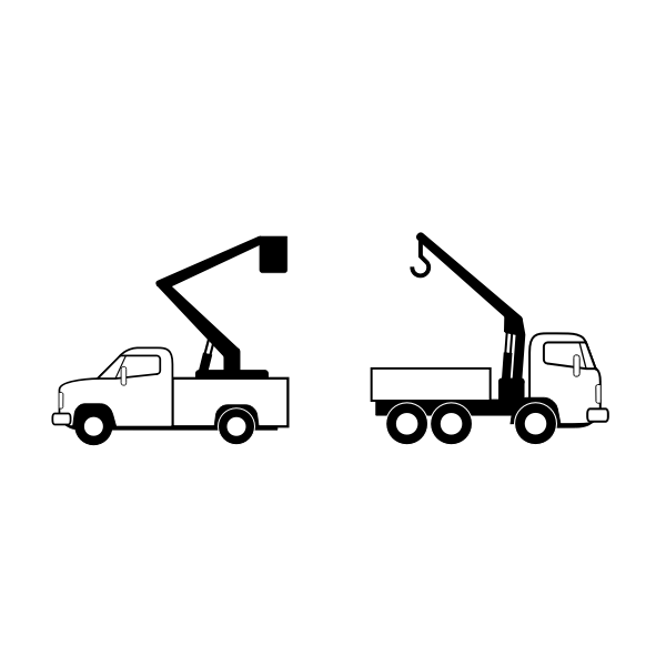 SVG Vector drawing of street repair trucks