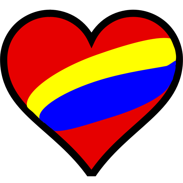 SVG Vector drawing of striped heart in colors