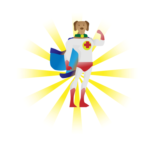 SVG Vector drawing of superhero watchdog character