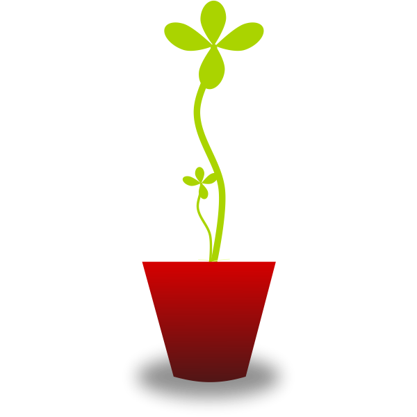 SVG Vector drawing of tender green plant in red pot
