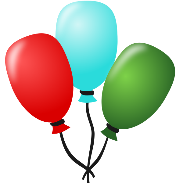 SVG Vector drawing of three balloons tied together with a string