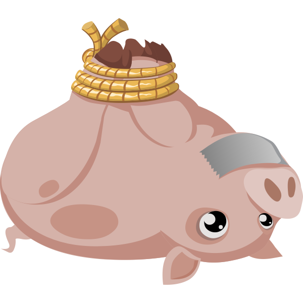 SVG Vector drawing of tied pig
