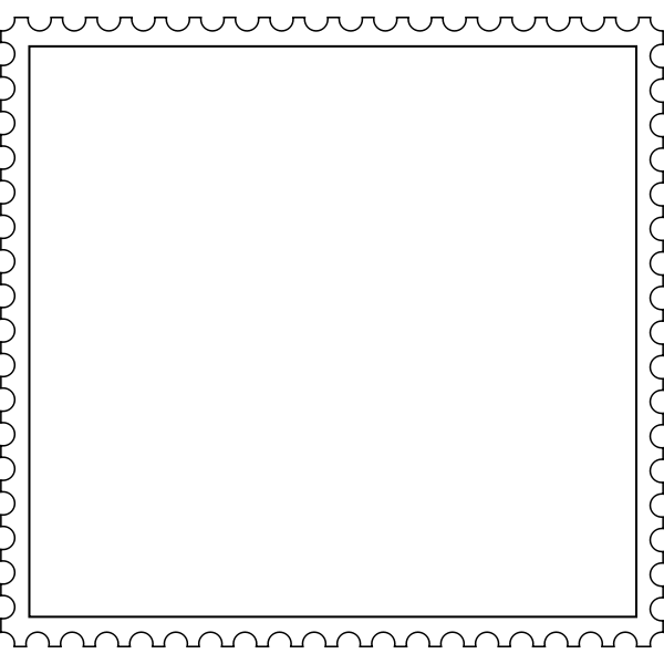 SVG Vector drawing of toothed border mailing postal sticker template