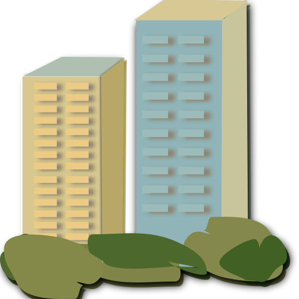 SVG Vector drawing of two apartment blocks