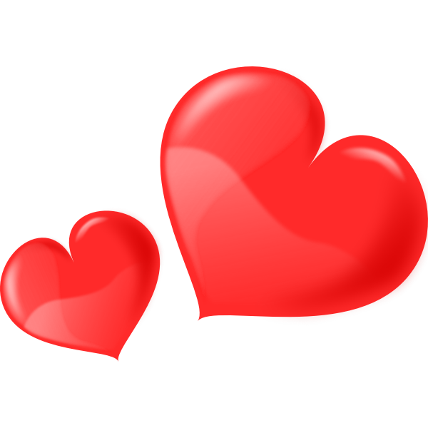 SVG Vector drawing of two glossy hearts