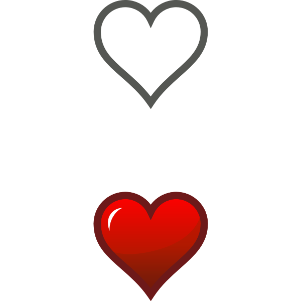 SVG Vector drawing of two heart icons with reflection
