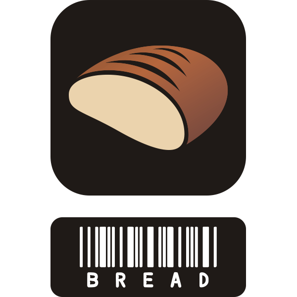 SVG Vector drawing of two piece sticker for bread with barcode
