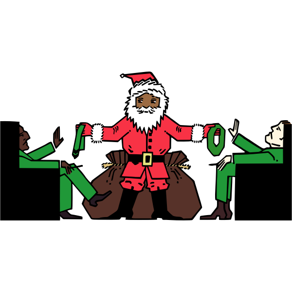 SVG Vector drawing of two smoking men not accepting presents