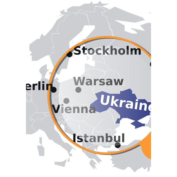 SVG Vector drawing of Ukraine under microscope