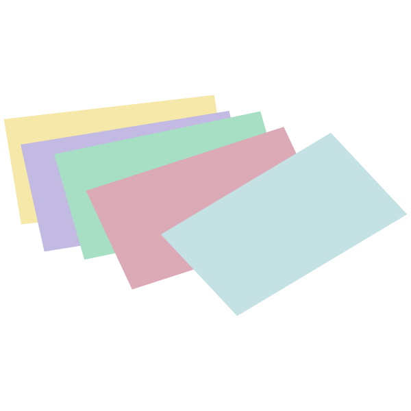 SVG Vector drawing of unlined colored index cards