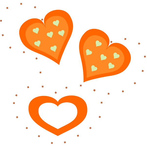 SVG Vector drawing of Valentine orange hearts