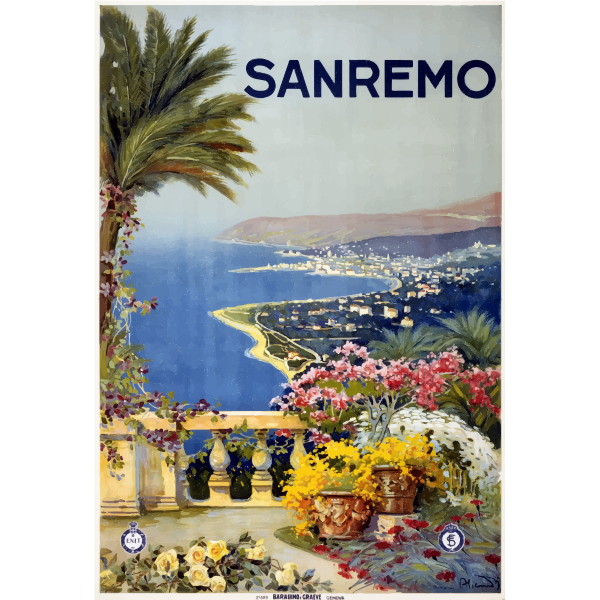 SVG Vector drawing of vintage travel poster Italy