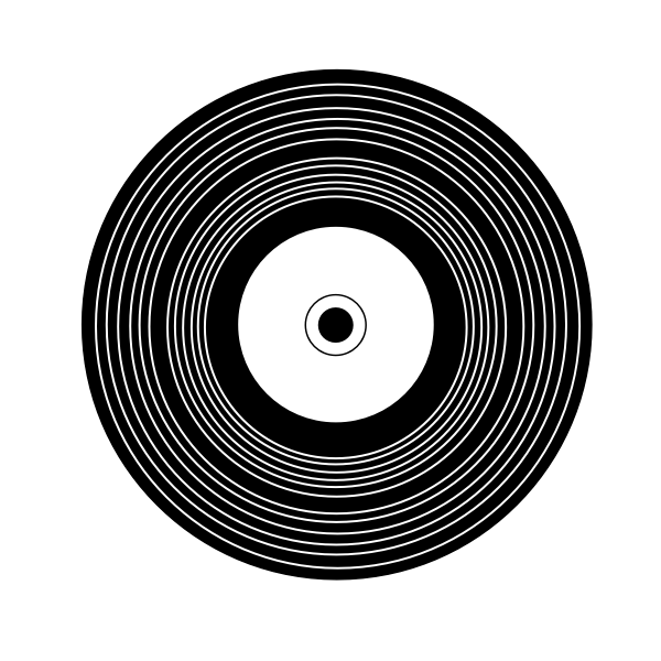 SVG Vector drawing of vinyl record in black and white