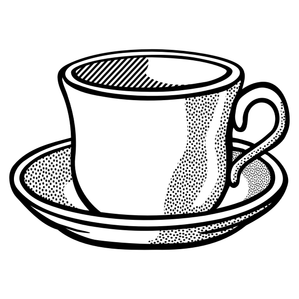 SVG Vector drawing of wavy tea cup on saucer