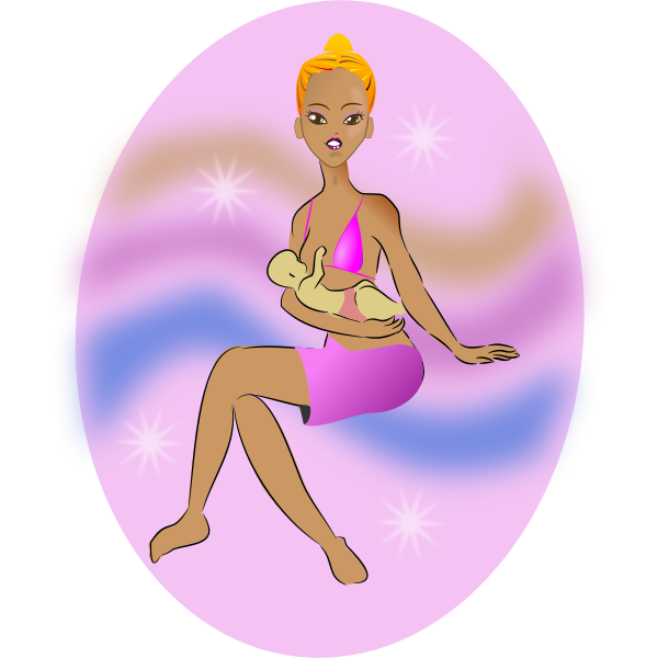 SVG Vector drawing of woman with a baby