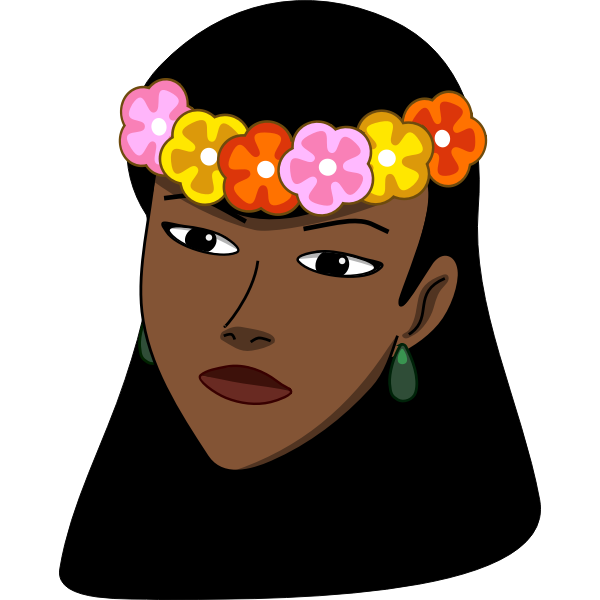 SVG Vector drawing of woman with a Hawaiian lei