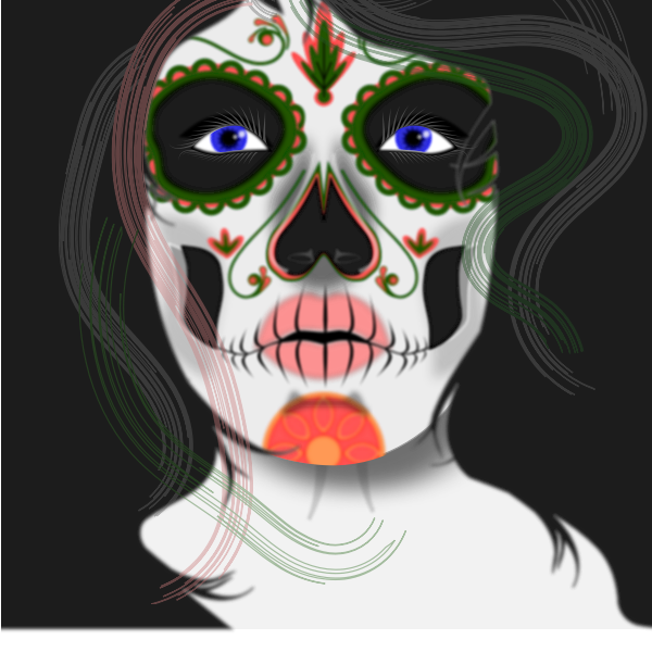 SVG Vector drawing of woman with face painted mask