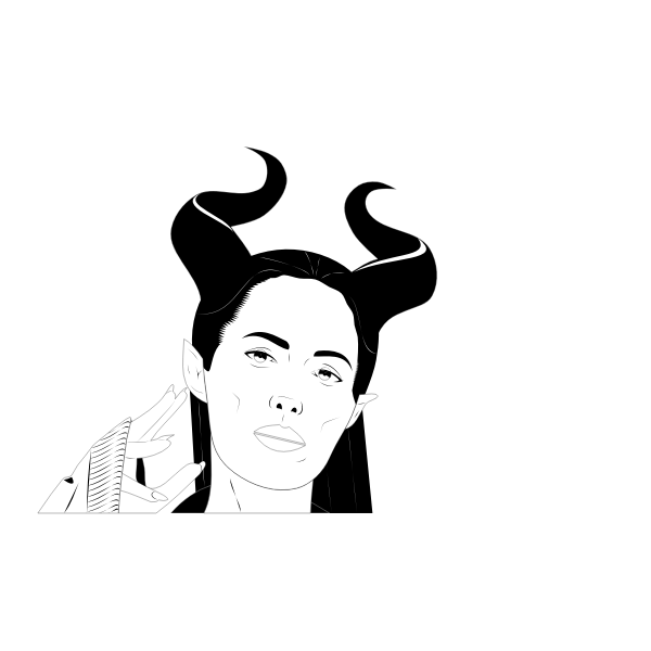 SVG Vector drawing of woman with sharp horn hairstyle
