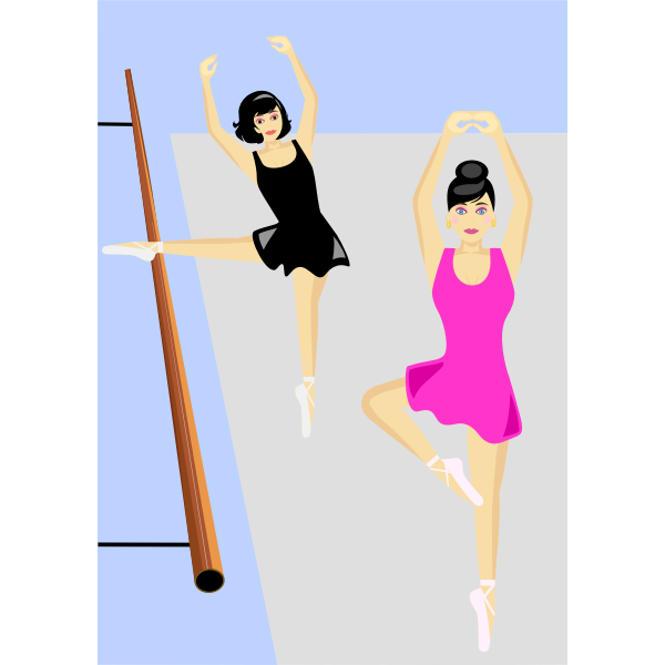 SVG Vector drawing of women at dance practice