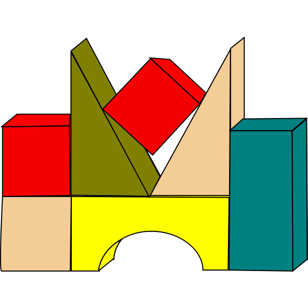SVG Vector drawing of wooden color building blocks