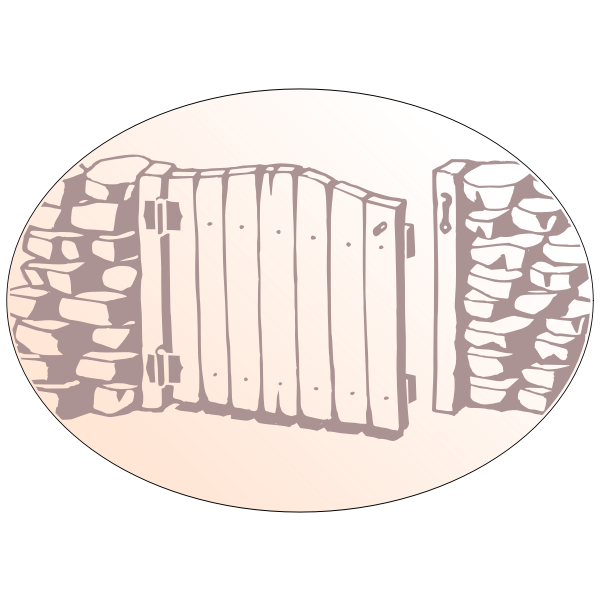 SVG Vector drawing of wooden gate with simple lock