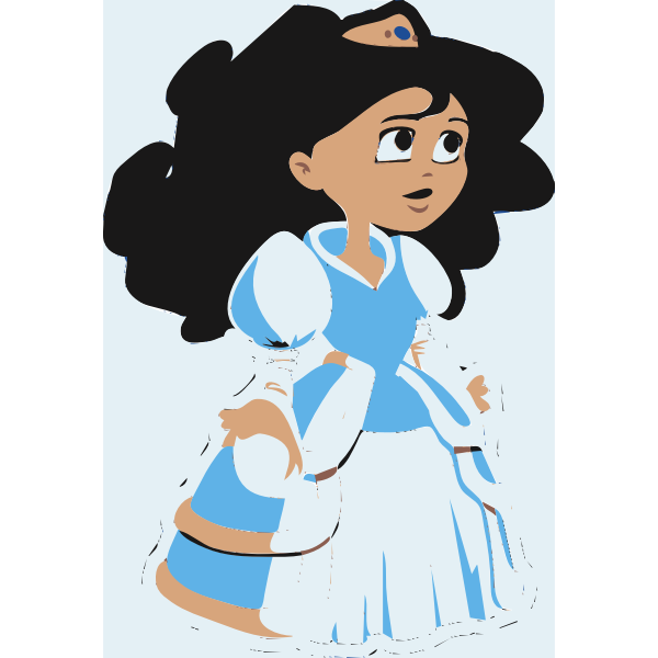 SVG Vector drawing of young girl princess in dress