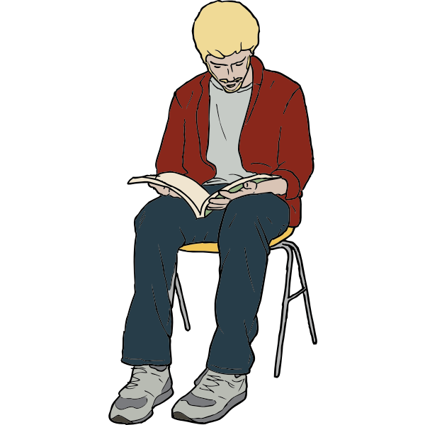 SVG Vector drawing of young man sitting on chair