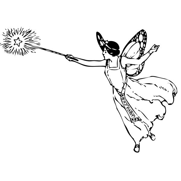 SVG Vector grahics of winged fairy with a wand