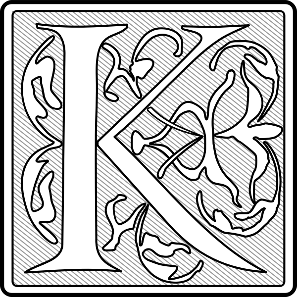 SVG Vector graphics if light letter K calligraphy