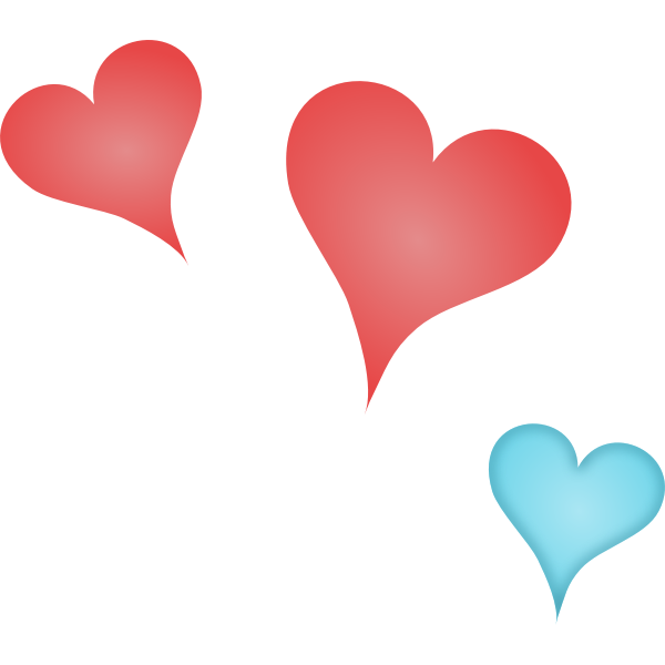 SVG Vector graphics of 3 different colored hearts