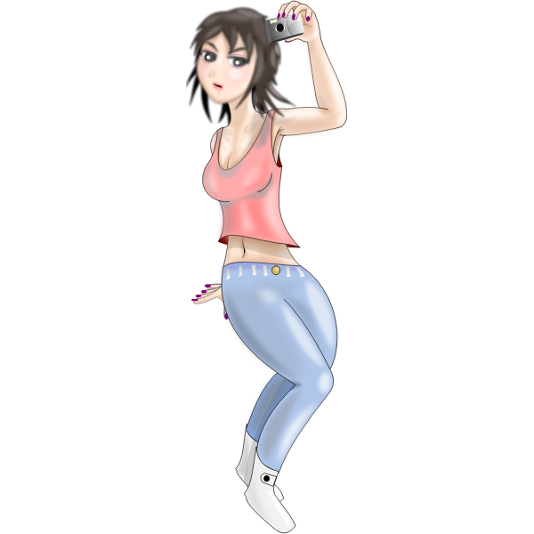 SVG Vector graphics of a girl taking a photo