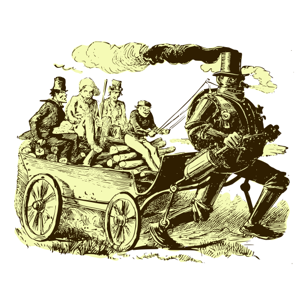 SVG Vector graphics of a robot pulling chariots