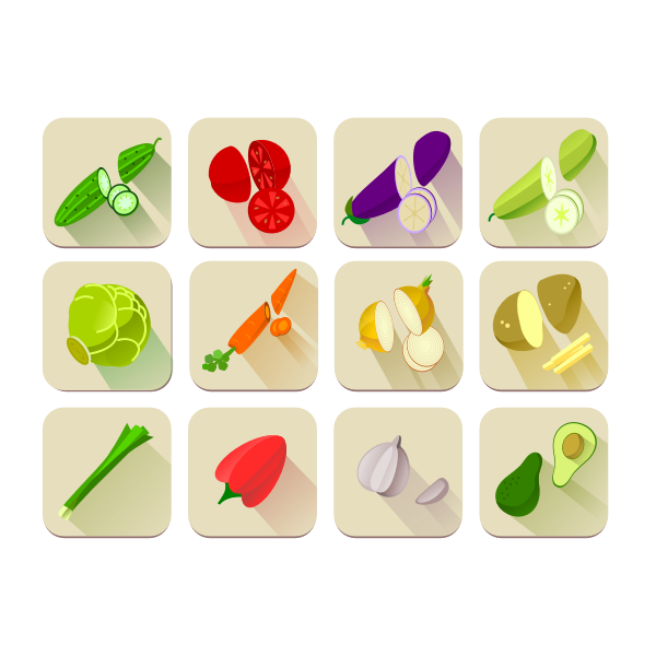 SVG Vector graphics of a selection of vegetables