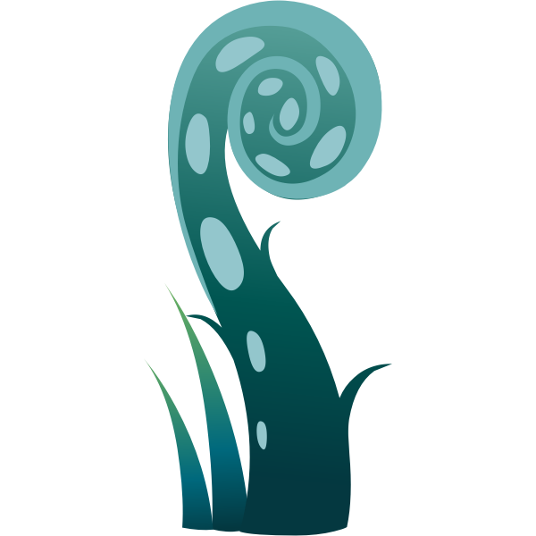 SVG Vector graphics of aqua colored spiralling plant
