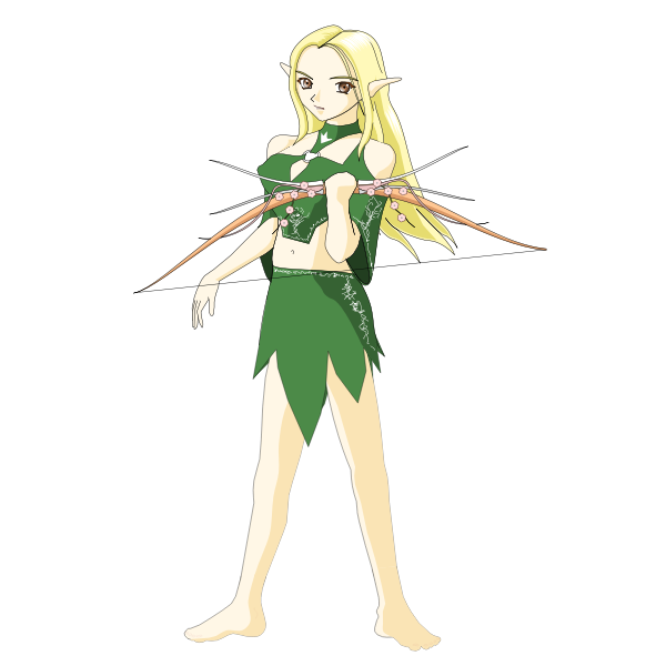 SVG Vector graphics of archer girl in green outfit