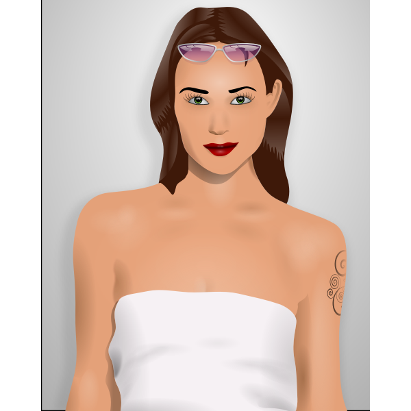 SVG Vector graphics of attractive girl in a white dress