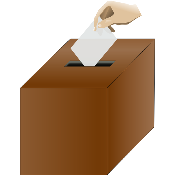 SVG Vector graphics of ballot box with hand putting in a ballot paper