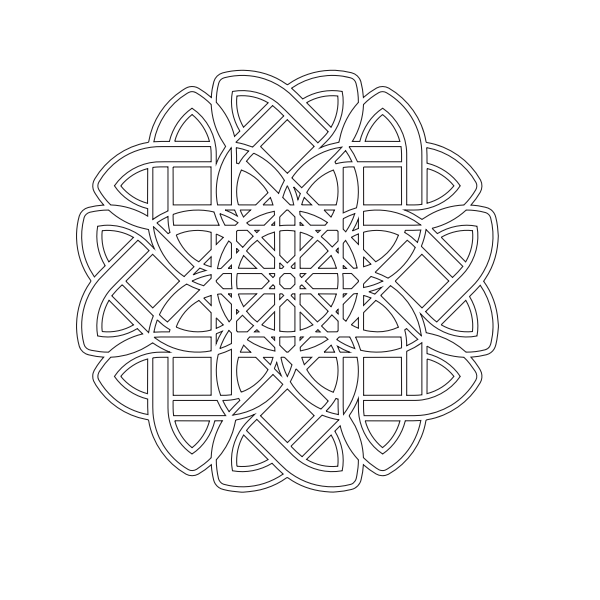 SVG Vector graphics of black and white maze flower