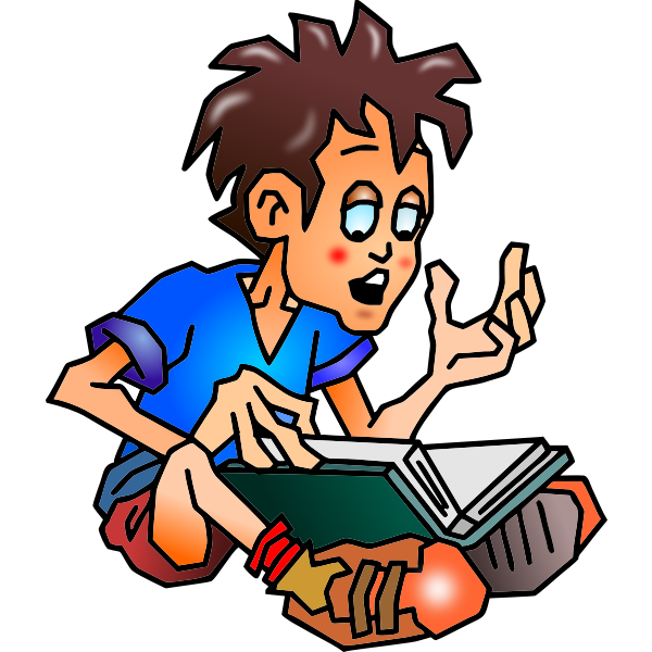 SVG Vector graphics of boy reading a book from his lap