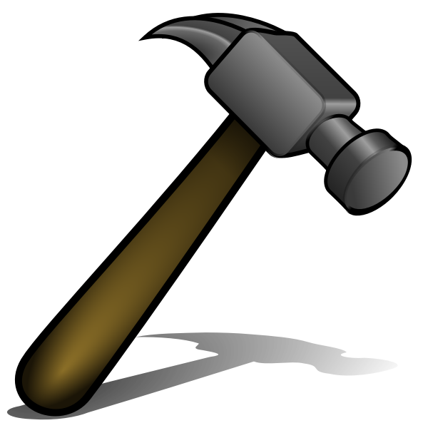 SVG Vector graphics of brown handle hammer with shadow