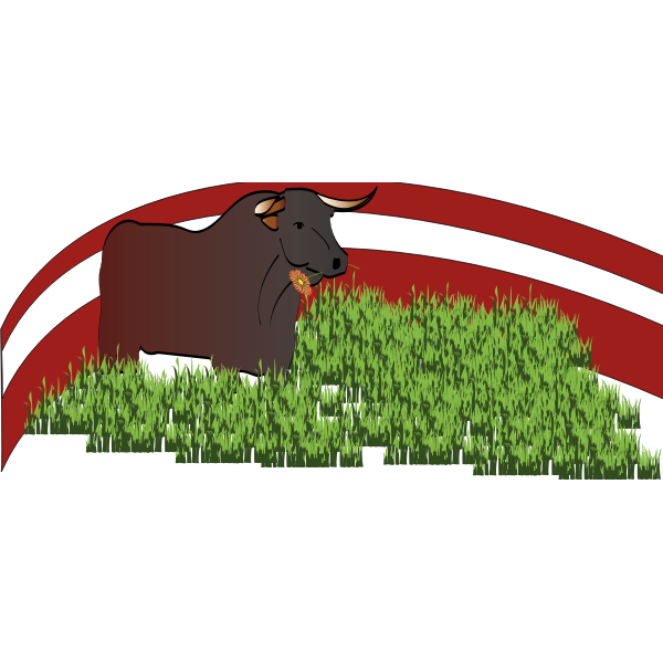 SVG Vector graphics of bull grazing grass