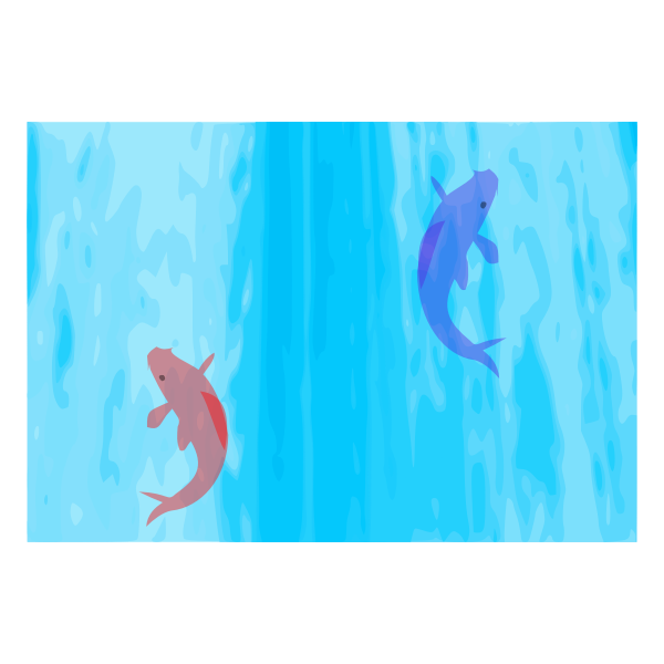 SVG Vector graphics of carps climbing up a waterfall