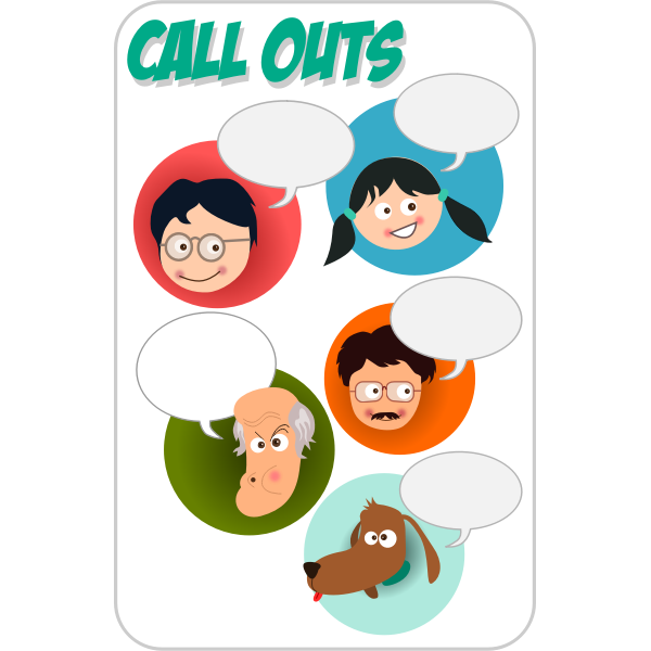 SVG Vector graphics of cartoon characters with talk bubbles