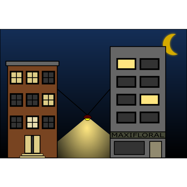 SVG Vector graphics of city street with lights