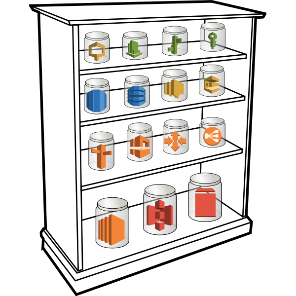 SVG Vector graphics of cloud computing services shelf