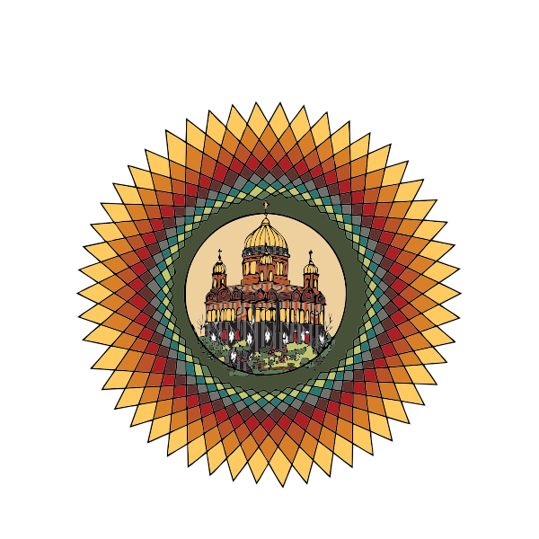 SVG Vector graphics of color chakra of a building