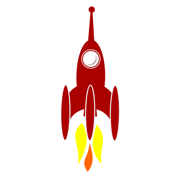 SVG Vector graphics of comic rocket at launch