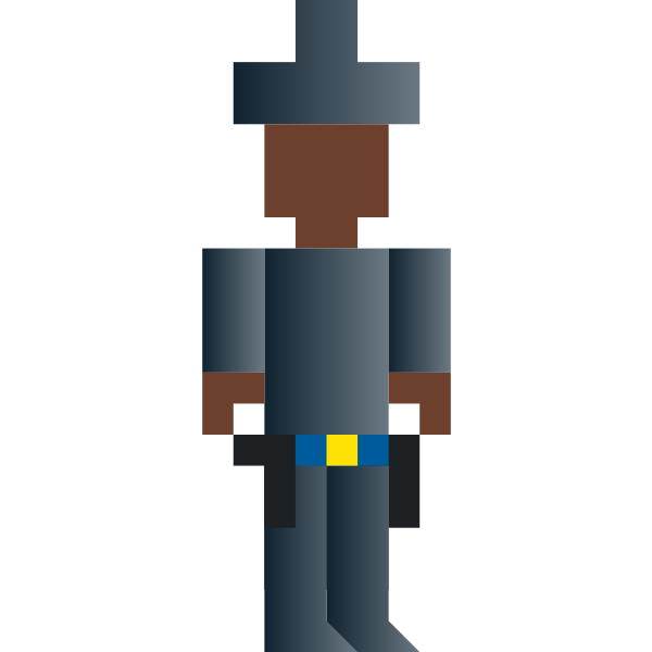 SVG Vector graphics of cowboy with arms pixel art