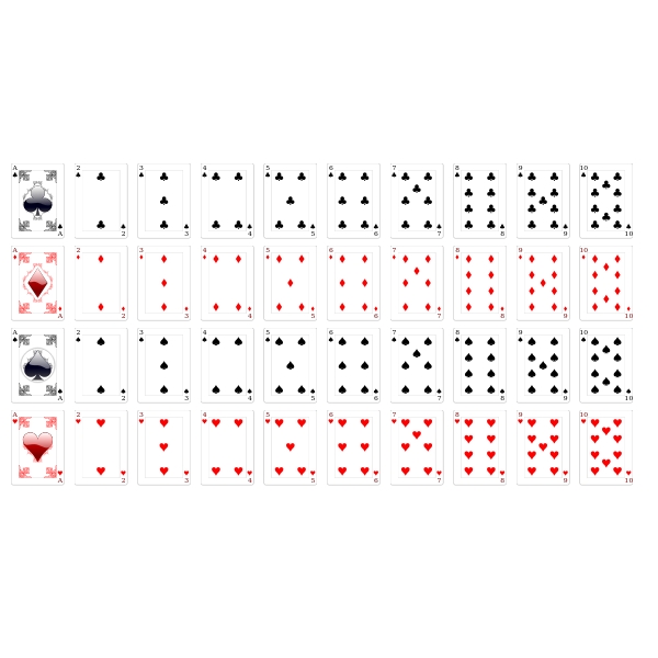 SVG Vector graphics of deck of playing cards face up