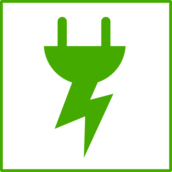 SVG Vector graphics of eco green electricity icon with thin border